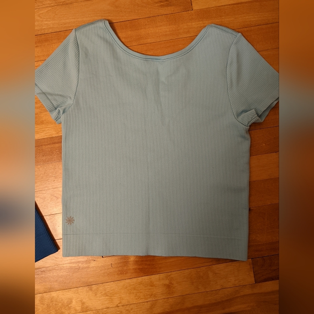 Two Athleta Girl Blue Ribbed Tops - Picture 5 of 6